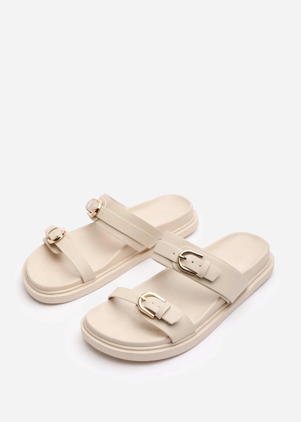 Where's That From Abrina Nude PU Flatform Sandals With Double Buckles - 8 Image 3