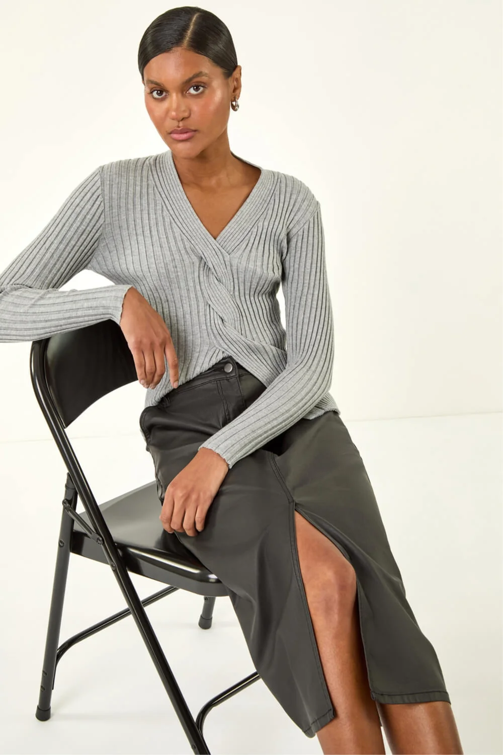 Roman Black Coated Midi Pencil Skirt - 10 Image 2