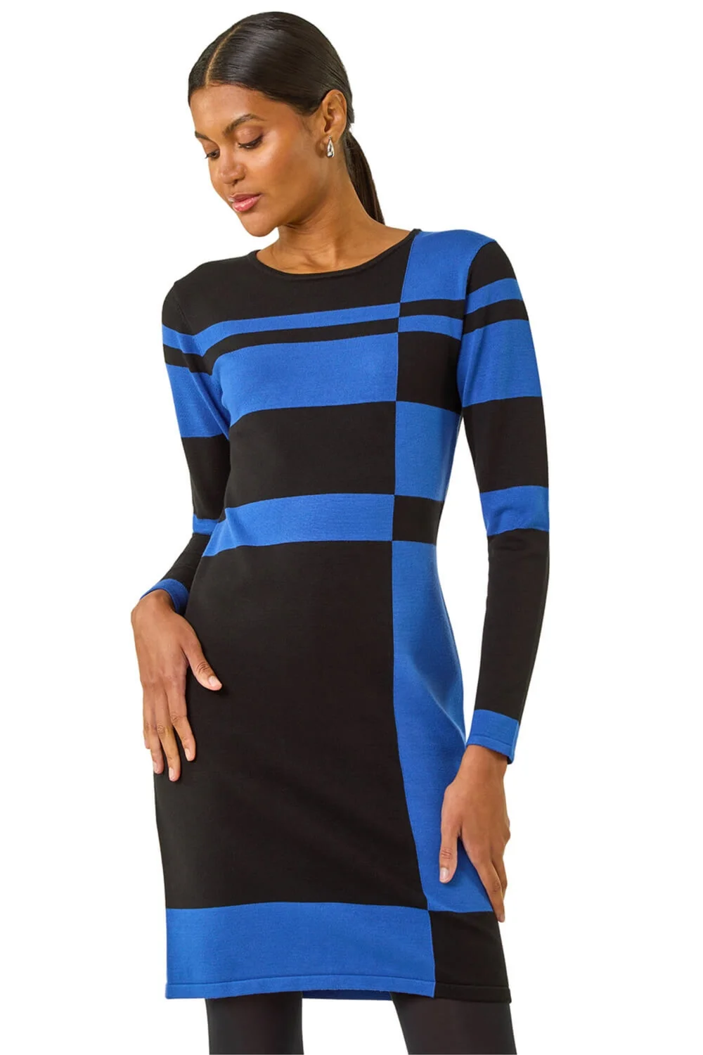 Roman Royal Blue Colour Block Knitted Dress - 10 | Matalan Roman Royal Blue Colour Block Knitted Dress - 10 | Matalan