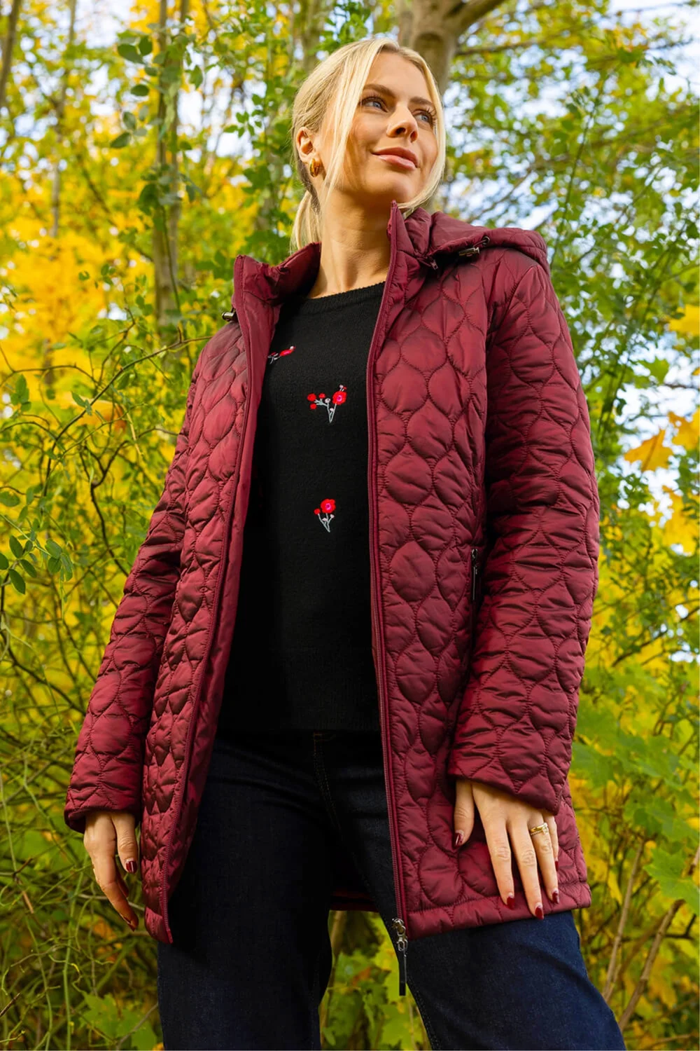 Roman Red Hooded Quilted Puffer Coat - 12 Image 1