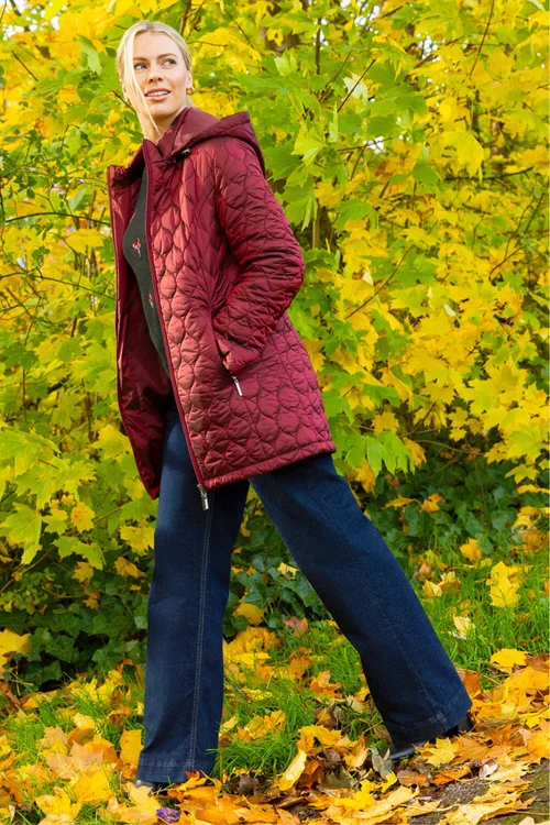 Roman Red Hooded Quilted Puffer Coat - 12 Image 2