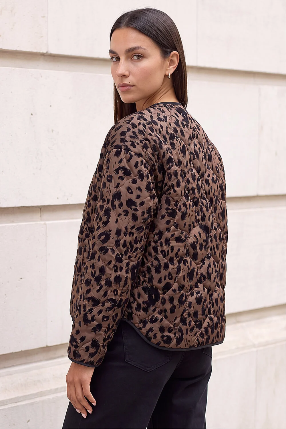 Roman Brown Animal Print Flock Quilted Jacket - 12 Image 4