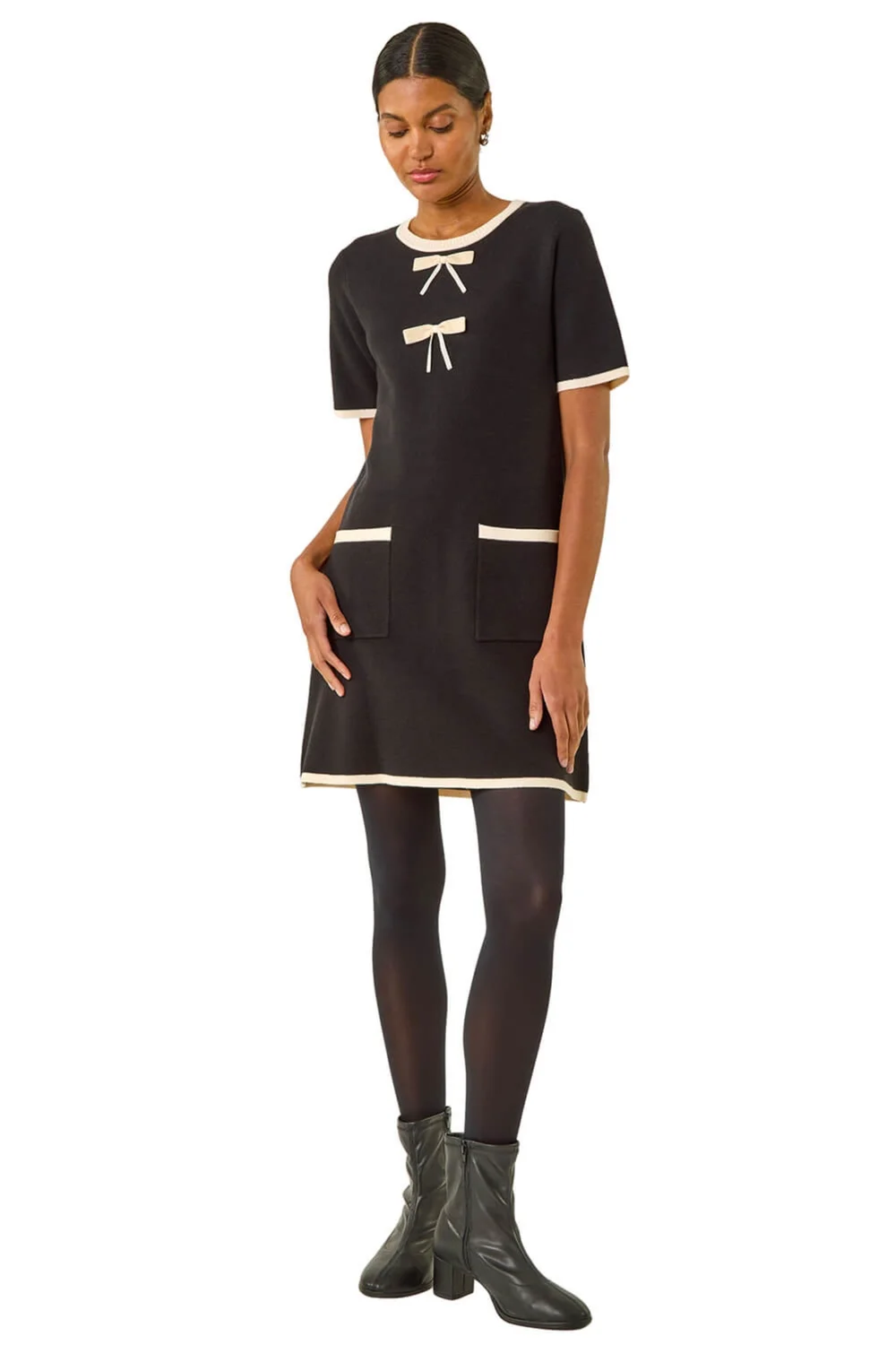 Roman Black Bow Detail Knitted Dress - 18 Image 2