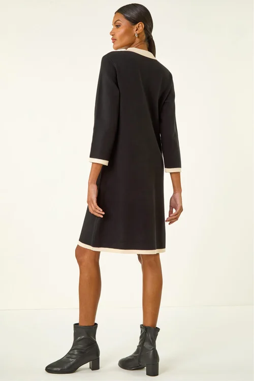 Roman Black Button Detail Knitted Dress - 14 Image 3