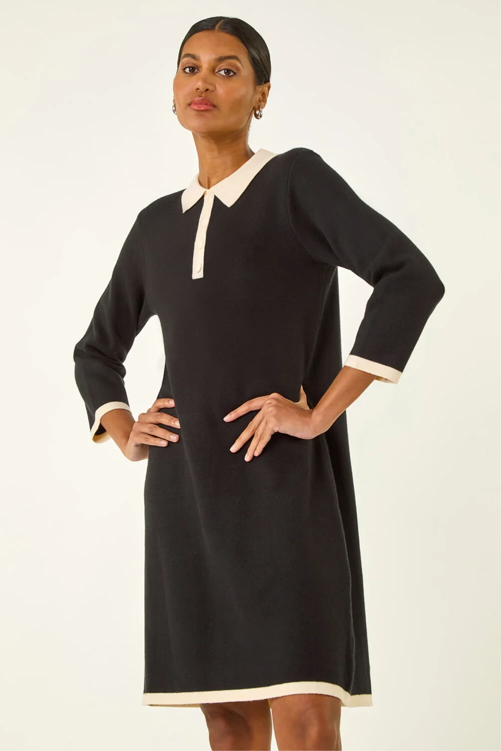 Roman Black Button Detail Knitted Dress - 14 Image 1