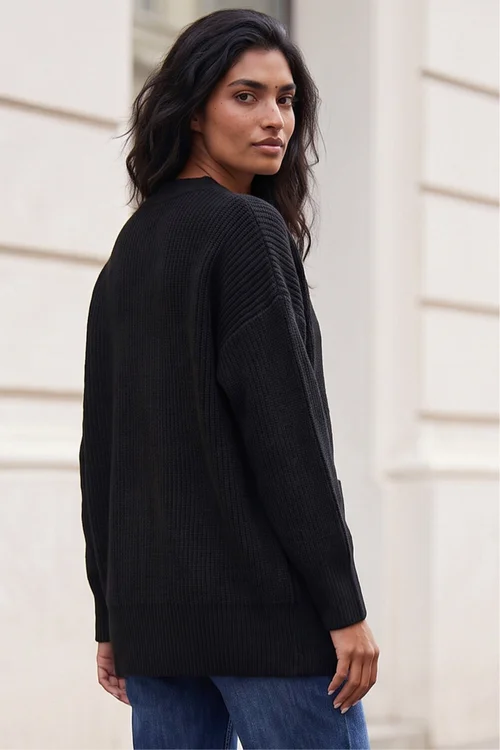 Roman Black Relaxed Longline Cardigan - 18 Image 4