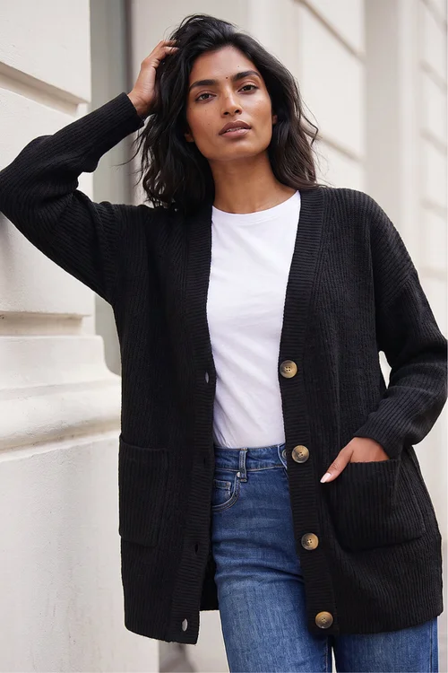 Roman Black Relaxed Longline Cardigan - 18 Image 2