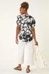 Roman Black Floral Mono Print V-Neck Top - 14 Image 3