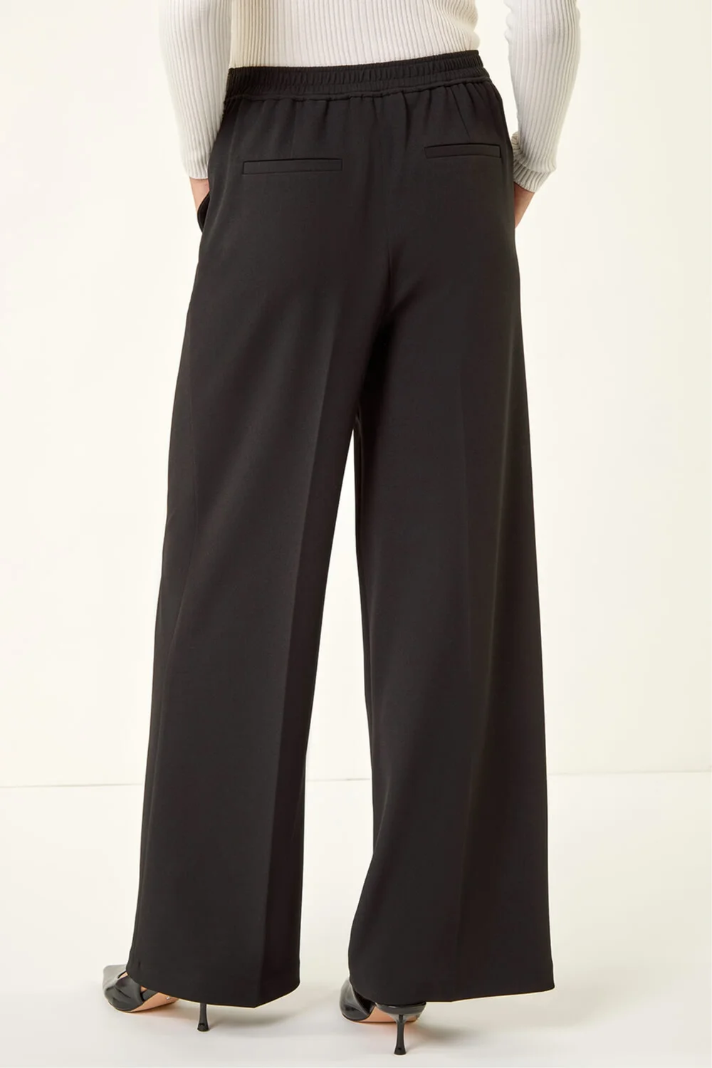 Roman Black Button Pocket Full Length Trousers - 16 Image 3