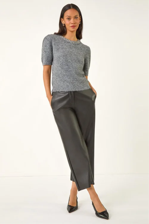 Dusk Grey Diamante Jewelled Knit Jumper - 12 Image 3