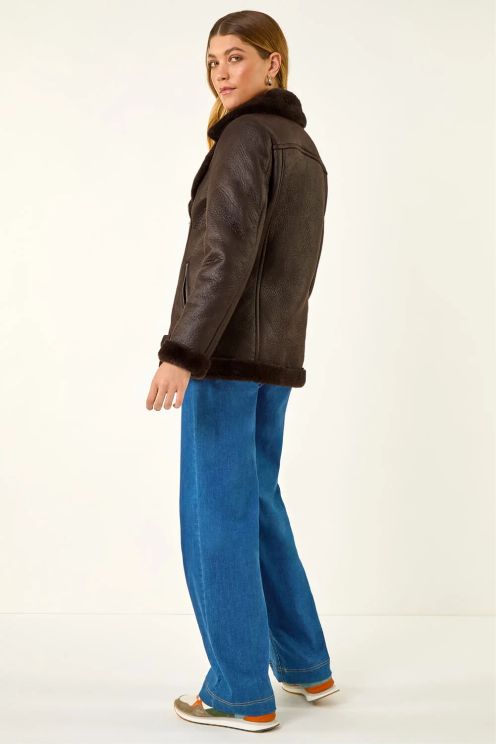 Roman Chocolate Faux Fur Aviator Jacket - 18 Image 4