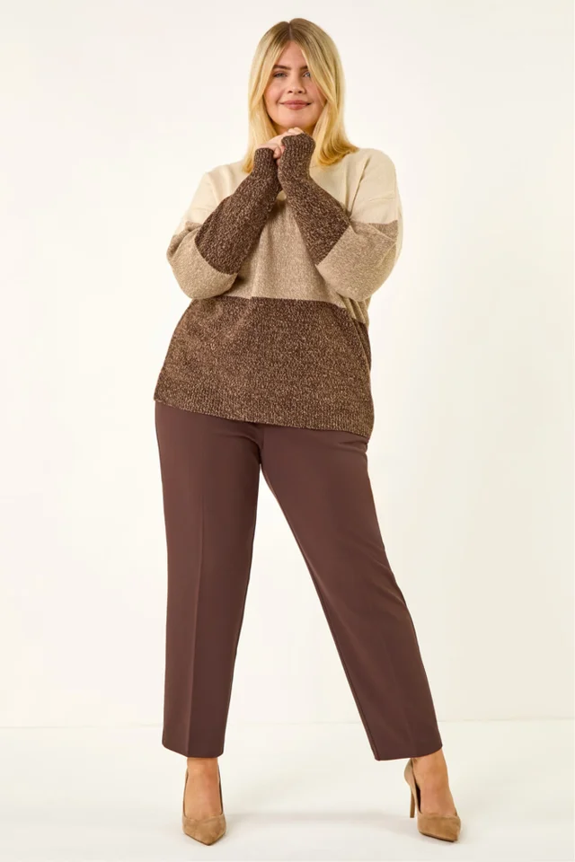 Roman Dark Brown Curve Straight Leg Trouser