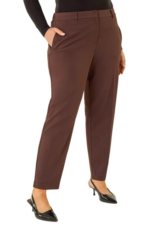 Roman Dark Brown Curve Straight Leg Trouser - 20 Image 1