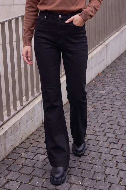 Roman Black Pocket Stretch Flare Jeans - 18 Image 1