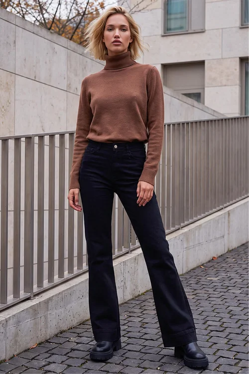 Roman Black Pocket Stretch Flare Jeans - 18 Image 2
