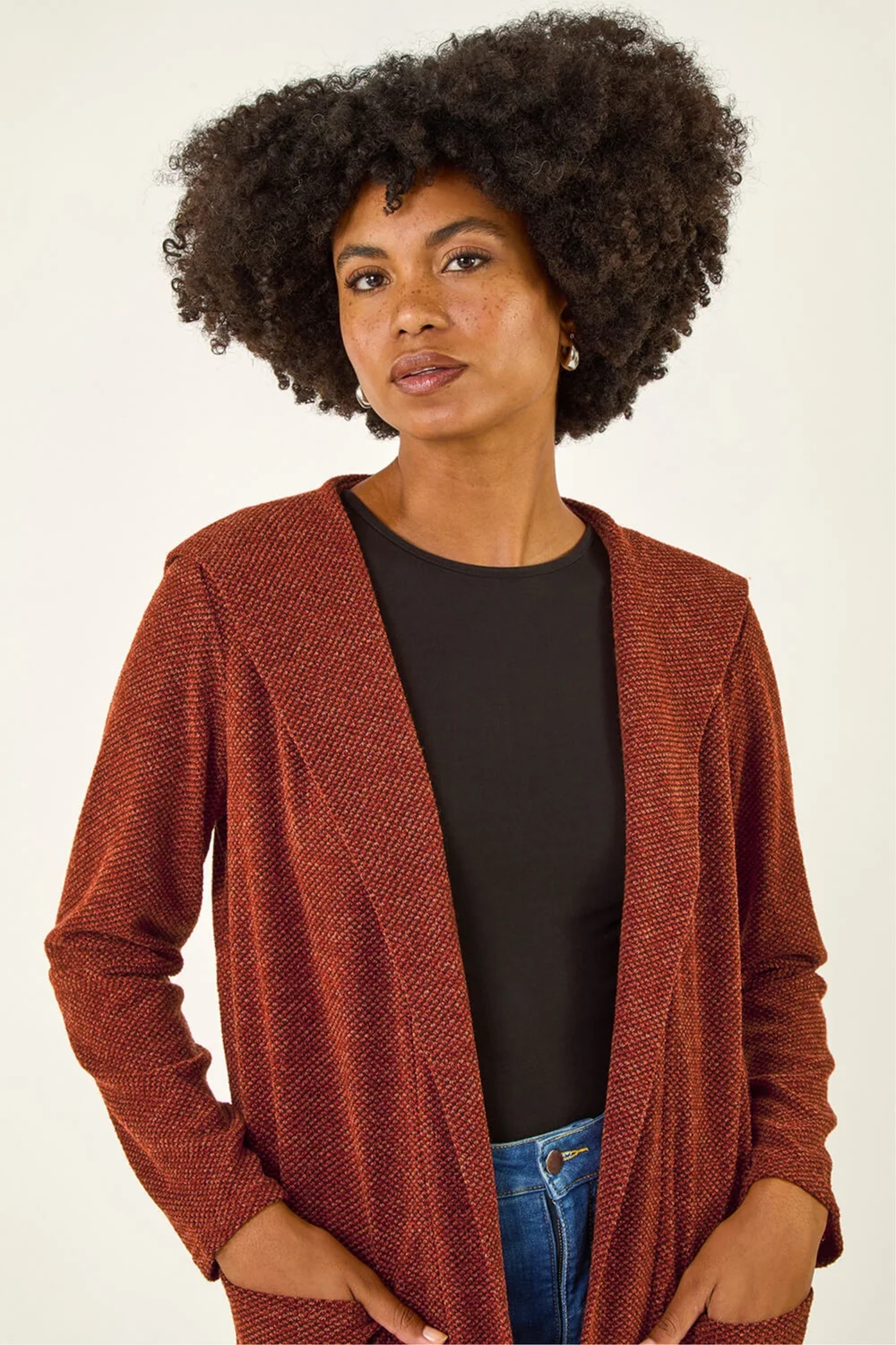 Roman Rust Longline Hooded Cardigan - 14 Image 3