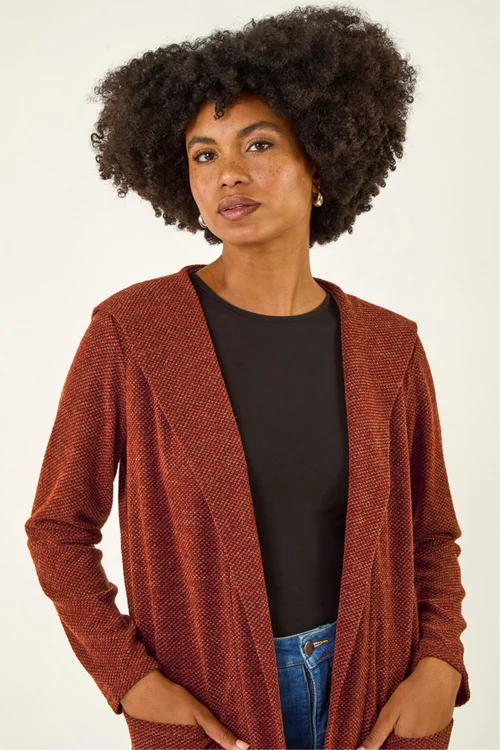 Roman Rust Longline Hooded Cardigan - 14 Image 3