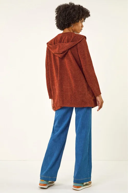 Roman Rust Longline Hooded Cardigan - 14 Image 4