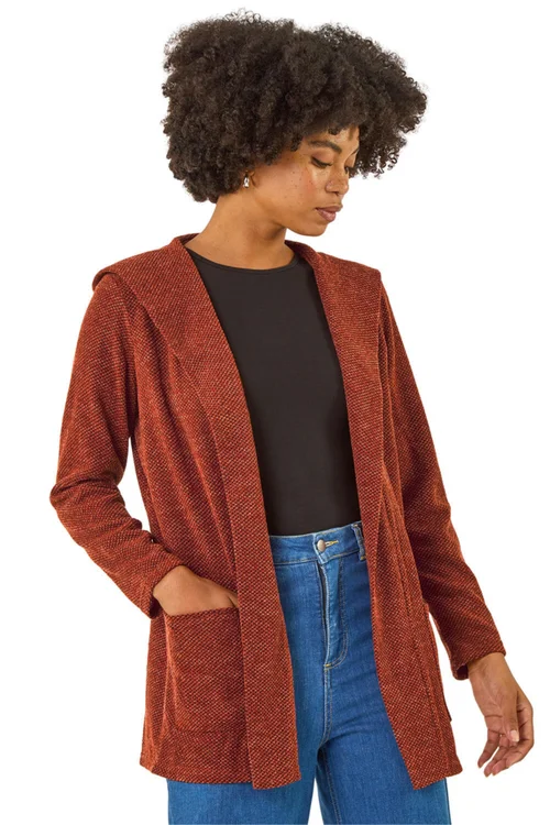 Roman Rust Longline Hooded Cardigan - 14 Image 1