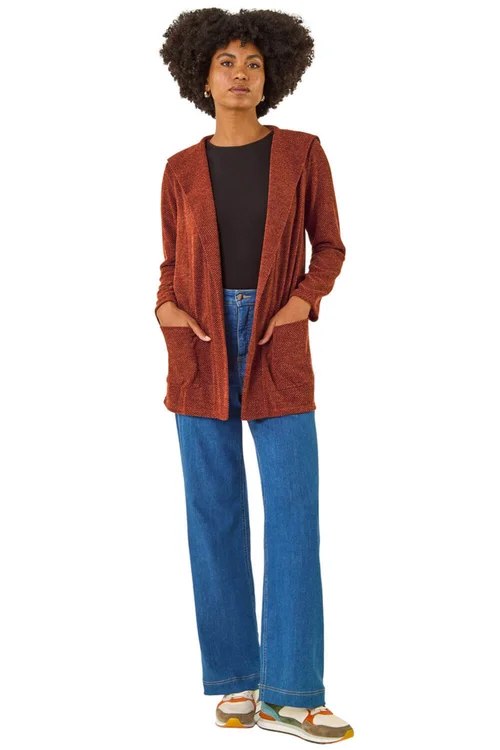 Roman Rust Longline Hooded Cardigan - 14 Image 2