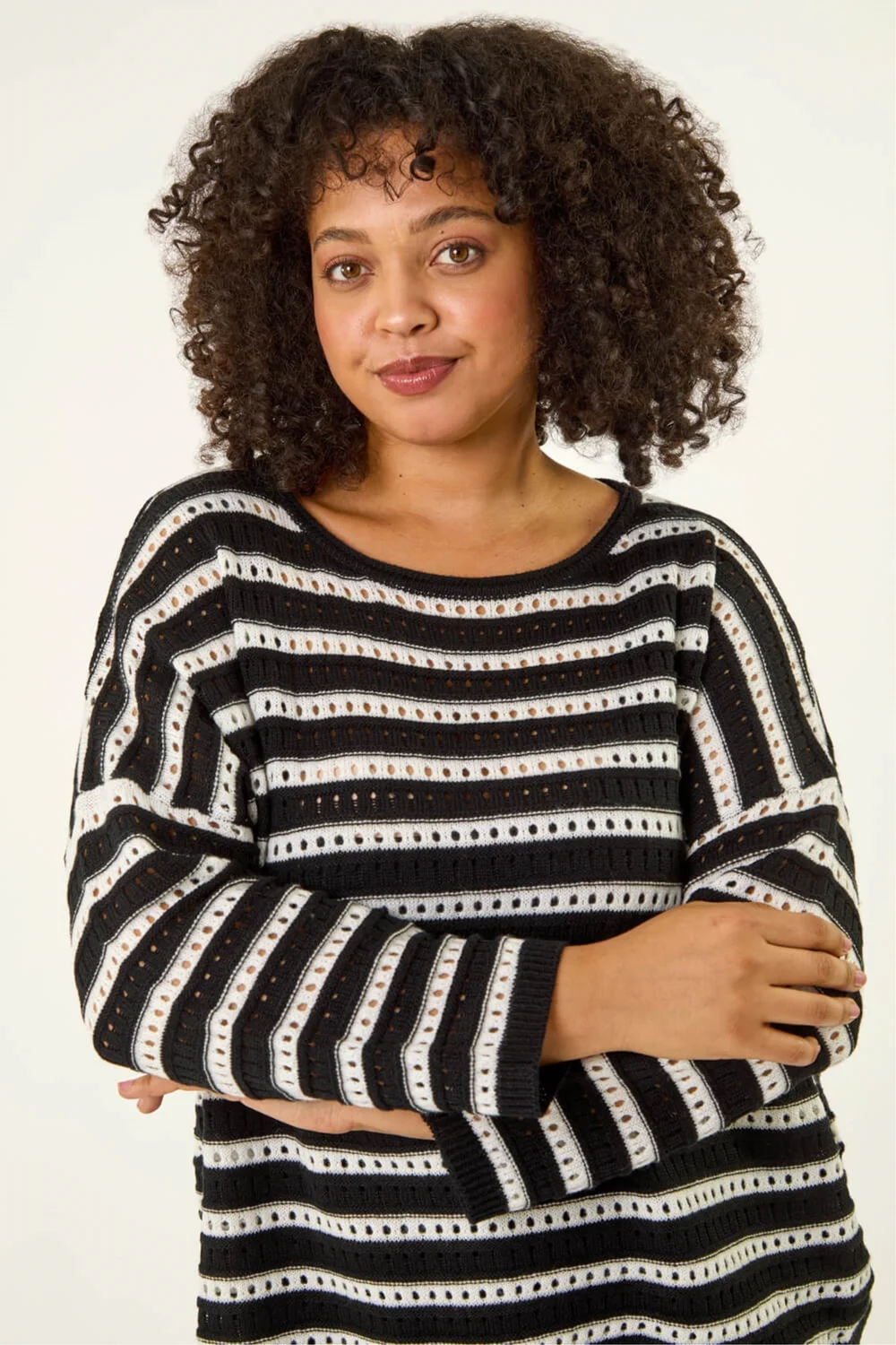 Roman Black Curve Crochet Stripe Knit - 22-24 Image 4