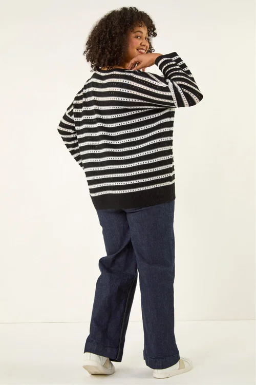 Roman Black Curve Crochet Stripe Knit - 22-24 Image 3