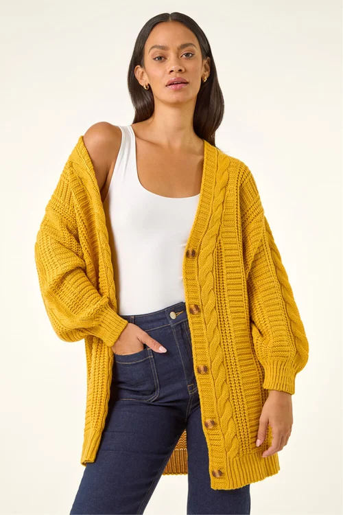 Dusk Amber Cable Knit Oversized Cardigan - 12 Image 1