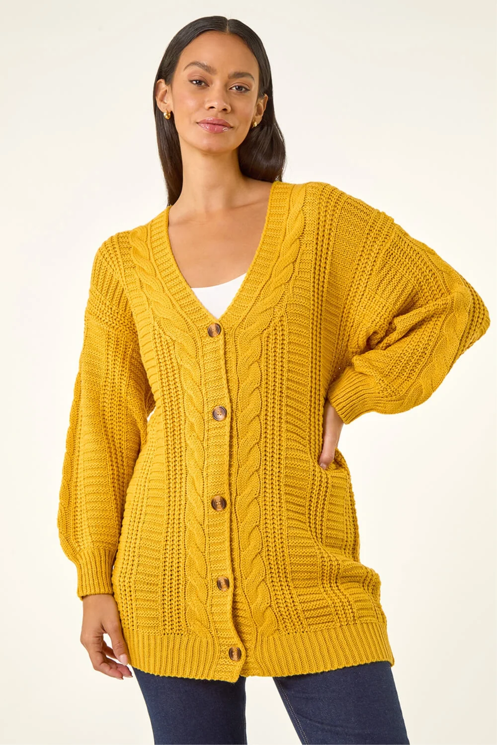 Dusk Amber Cable Knit Oversized Cardigan - 12 Image 4