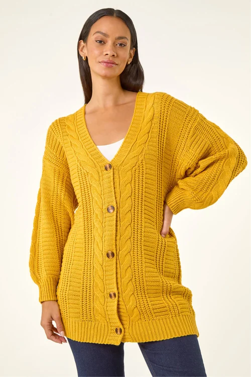 Dusk Amber Cable Knit Oversized Cardigan - 12 Image 4