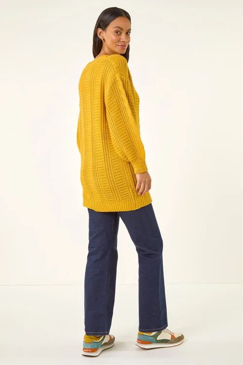 Dusk Amber Cable Knit Oversized Cardigan - 12 Image 3