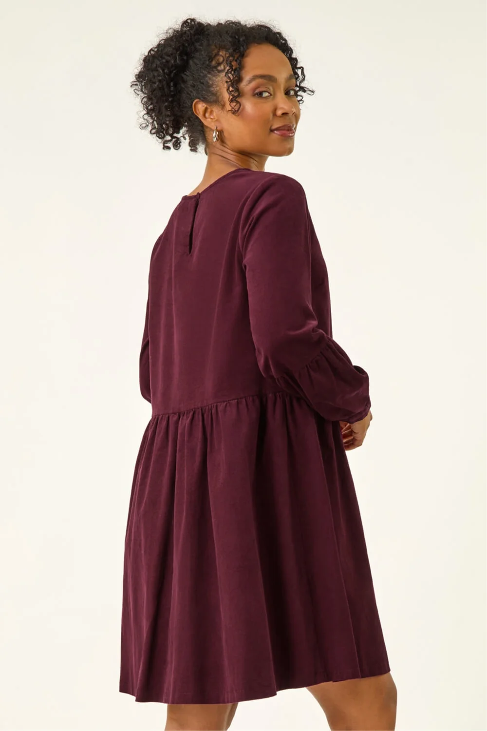 cotton cord dress Dione burgundy chiffon ruffle macram dress