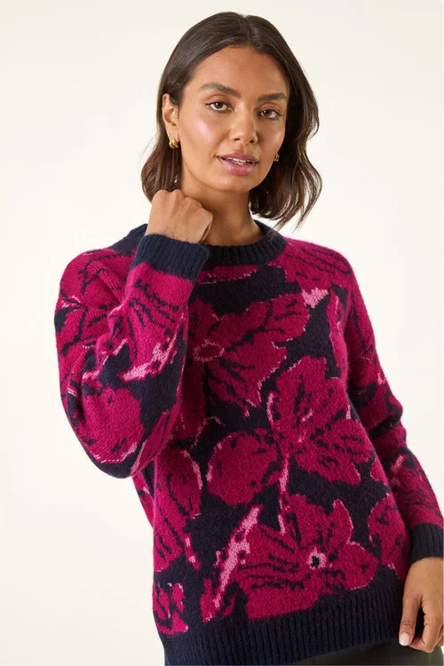 Roman Maroon Floral Print Knit Jumper - 14 Image 4