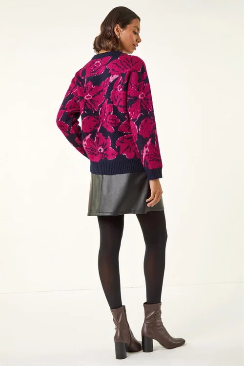 Roman Maroon Floral Print Knit Jumper - 14 Image 3