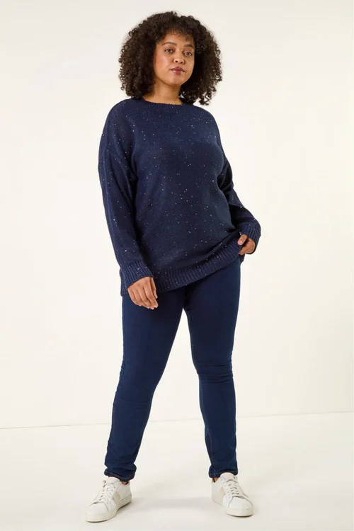 Roman Navy Curve Hotfix Longline Knit Jumper - 16 Image 3