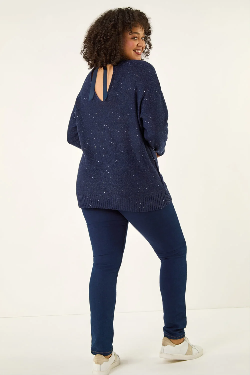 Roman Navy Curve Hotfix Longline Knit Jumper - 16 Image 4