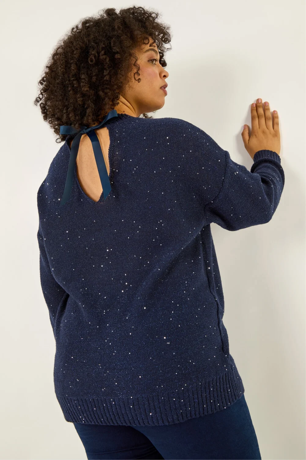 Roman Navy Curve Hotfix Longline Knit Jumper - 16 Image 2
