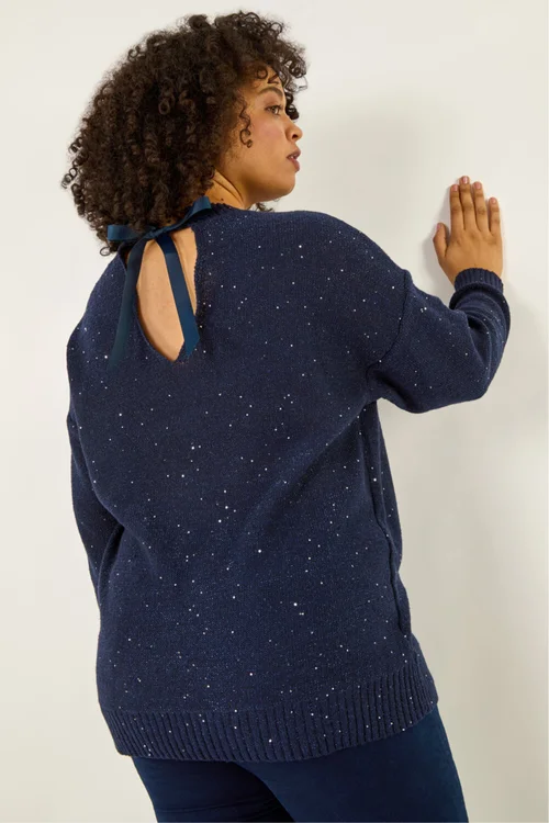 Roman Navy Curve Hotfix Longline Knit Jumper - 16 Image 2