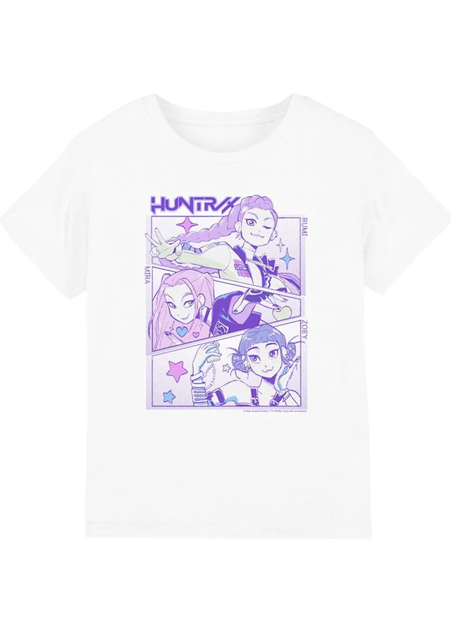 K-Pop Demon Hunters Kids White Huntr/X Anime T-Shirt (3-13yrs)