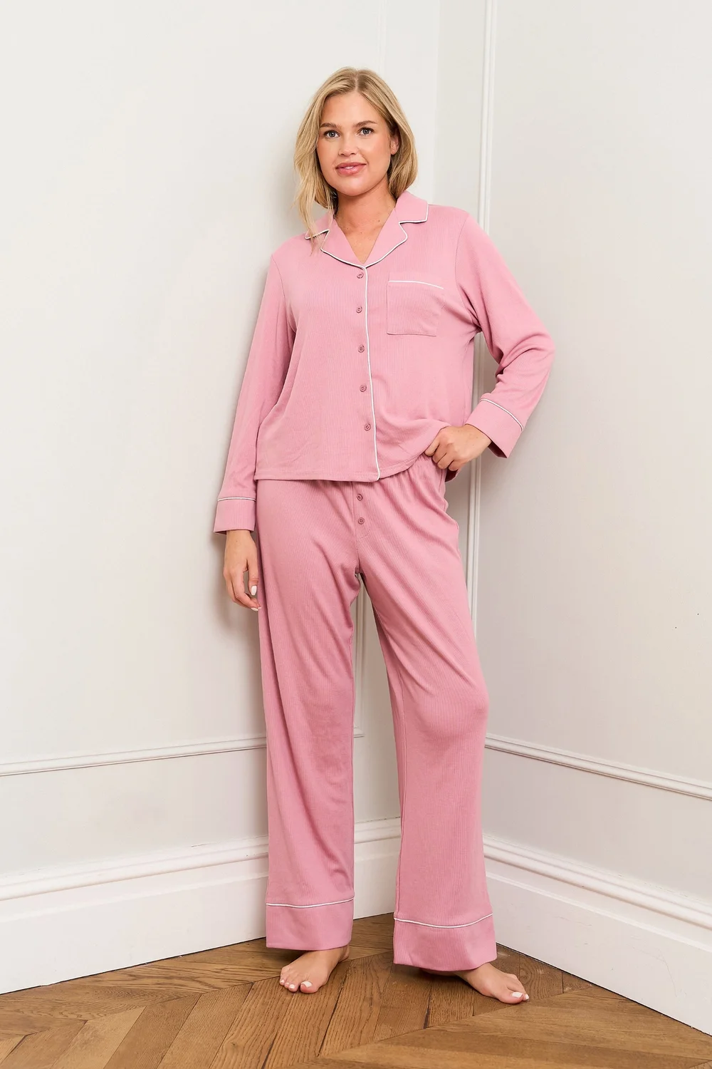 JimJam Pink Traditional Pyjama Set - Small Image 1