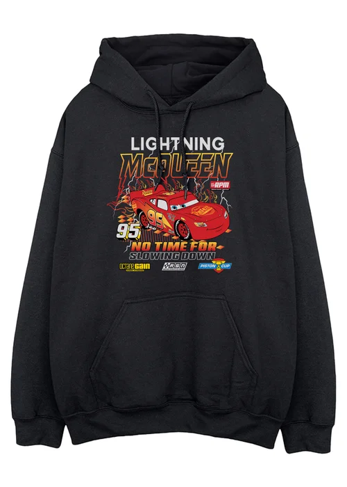 Spiral Galaxy Disney Cars Lightning McQueen No Time Black Graphic Hoodie - 2XL Image 1