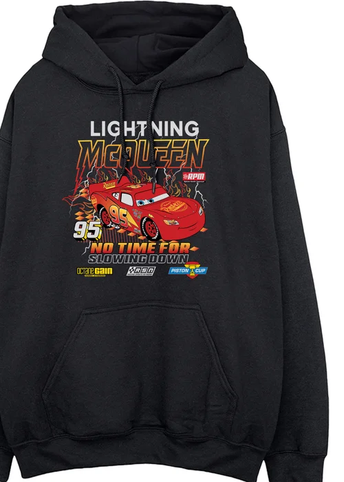 Spiral Galaxy Disney Cars Lightning McQueen No Time Black Graphic Hoodie - 2XL Image 2