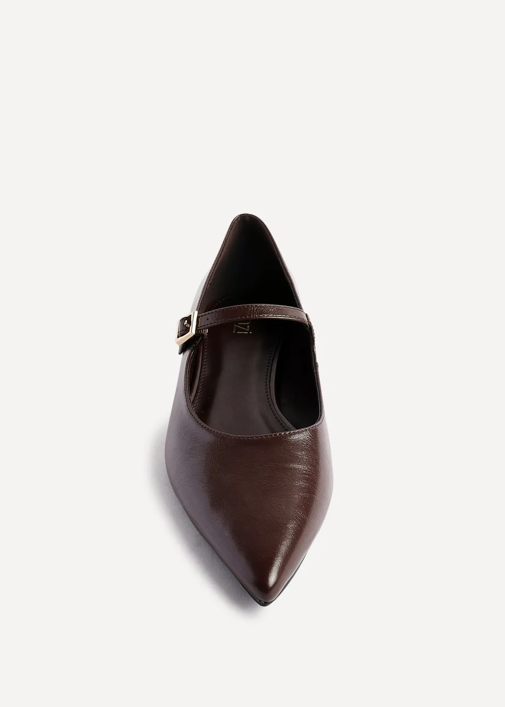 Linzi Seattle Brown Faux Leather Pointed Toe Mary Jane Flats - 3 Image 4