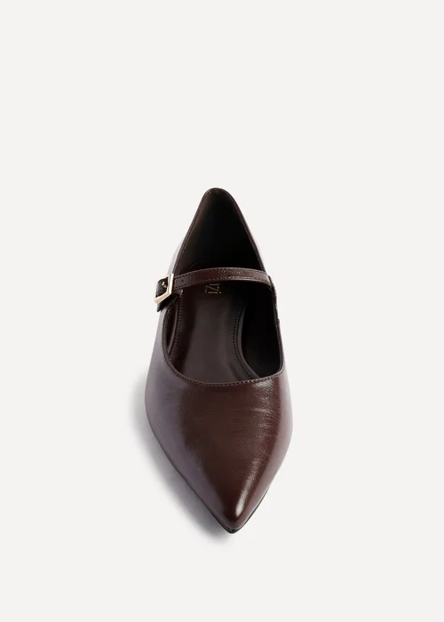 Linzi Seattle Brown Faux Leather Pointed Toe Mary Jane Flats - 3 Image 4