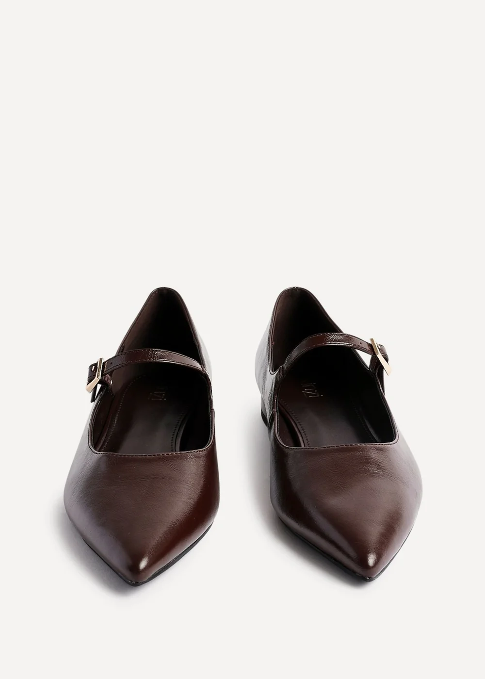 Linzi Seattle Brown Faux Leather Pointed Toe Mary Jane Flats - 3 Image 3