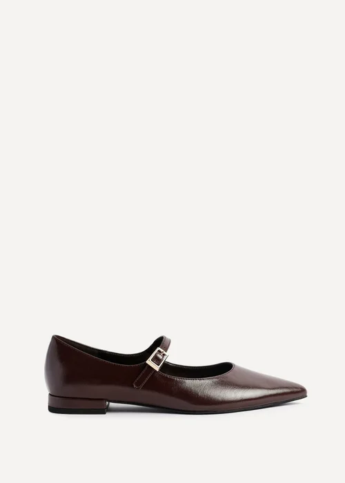 Linzi Seattle Brown Faux Leather Pointed Toe Mary Jane Flats - 3 Image 2