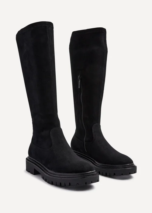 Linzi Hallie Black Faux Suede High Leg Stretch Boot - 3 Image 4
