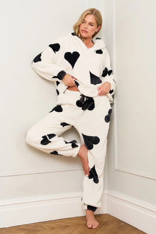 JimJam Black & White Large Heart Print Twosie - Large/Extra Large Image 1