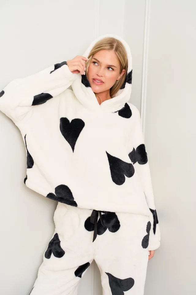 JimJam Black & White Large Heart Print Twosie