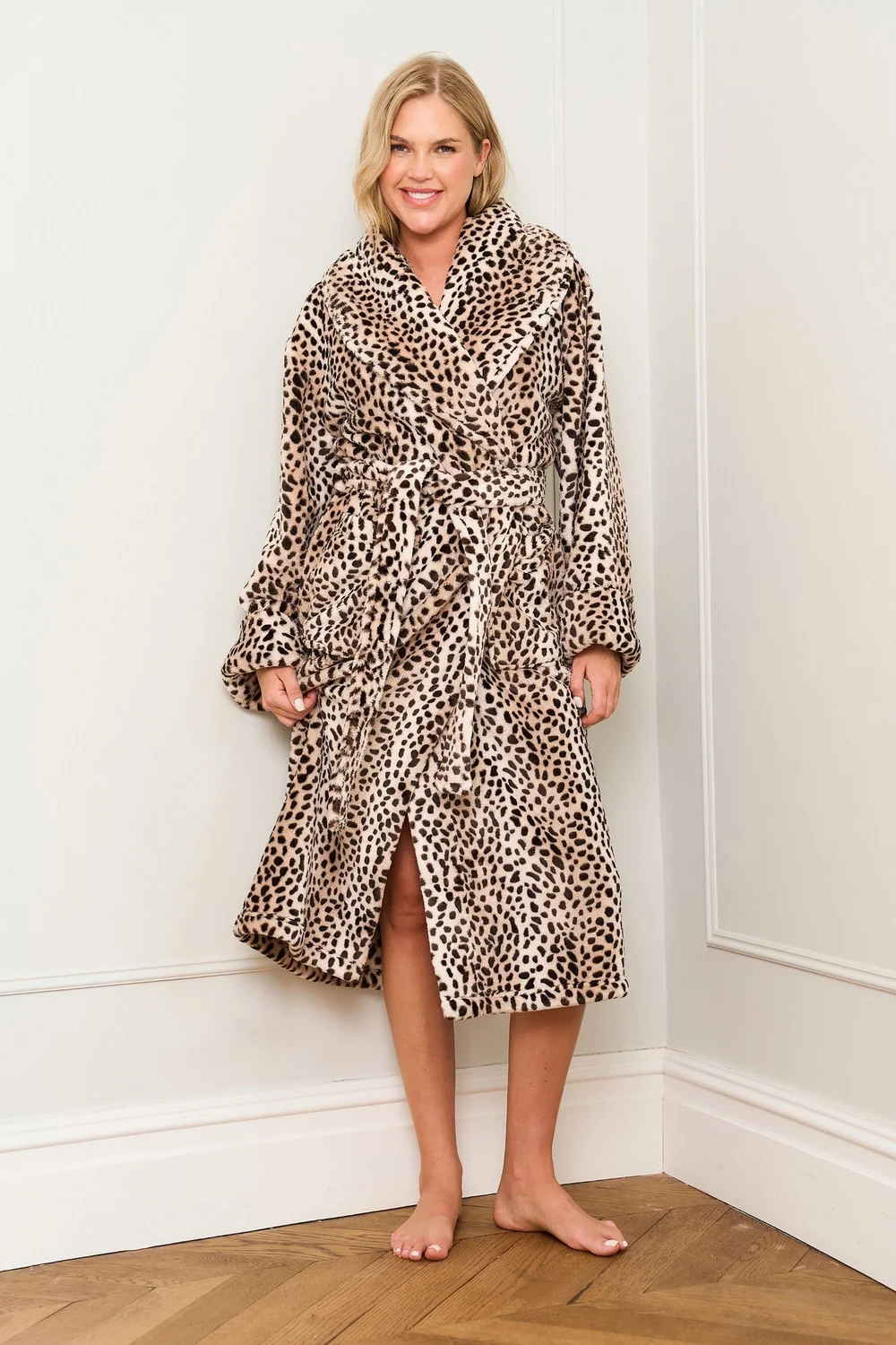 animal print dressing gown ladies Cream Animal Print Dressing Gown - Extra small