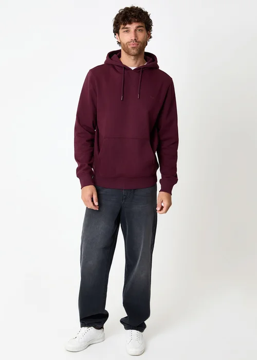 Threadbare Burgundy Cotton Blend Pullover Hoody - S Image 3